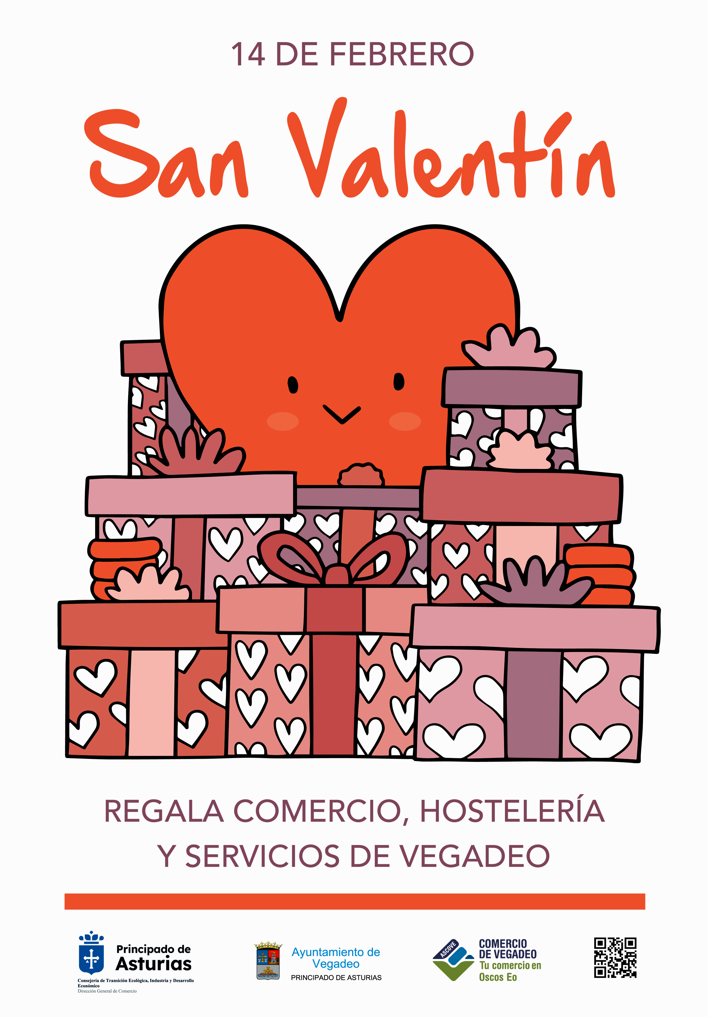Cartel San Valentin en el Comercio de Vegadeo ASCOVE